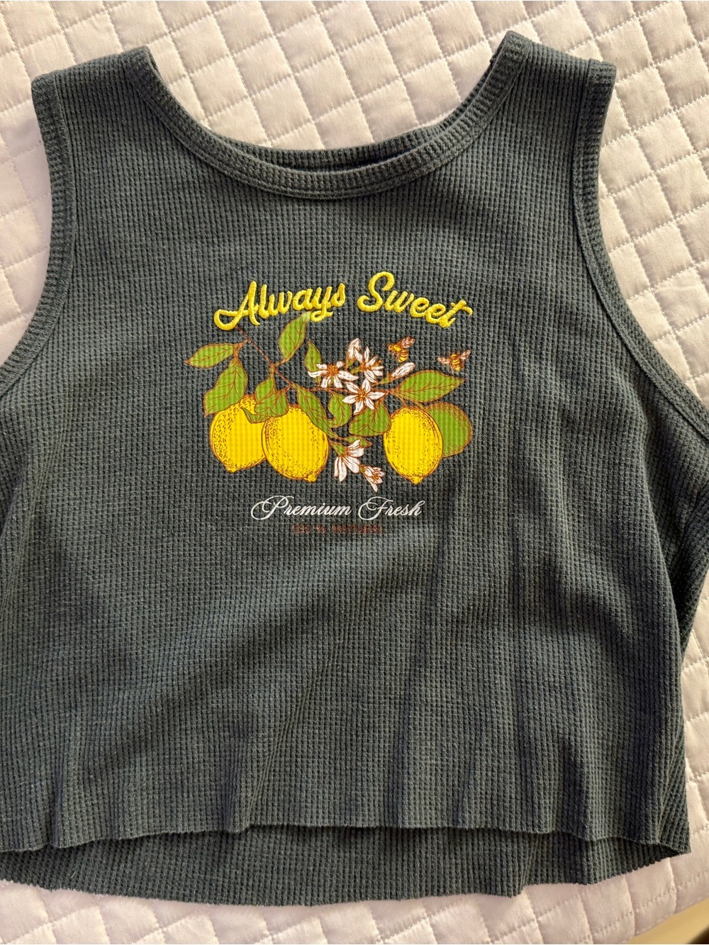 Always Sweet Lemon Graphic Cropped Tank Top - Dark Gray